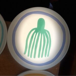 Abstract Green and Blue Dinner Plate